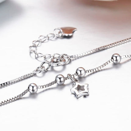 Silver Anklet with Star Charms - wnkrs