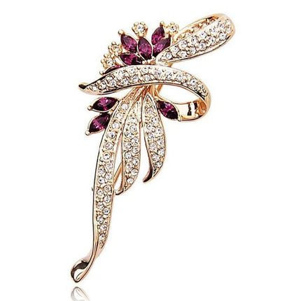 Floral Shaped Crystal Lapel Pin - Wnkrs