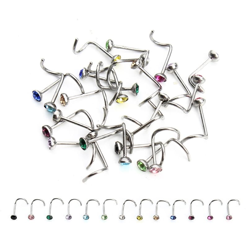 Fashion Rhinestone Stainless Steel Nose Piercing Jewelry
