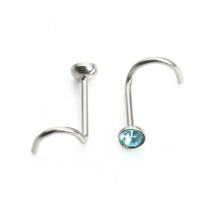 Fashion Rhinestone Stainless Steel Nose Piercing Jewelry - Wnkrs