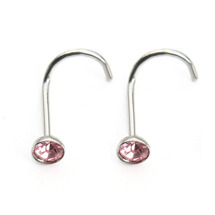 Fashion Rhinestone Stainless Steel Nose Piercing Jewelry - Wnkrs