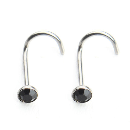 Fashion Rhinestone Stainless Steel Nose Piercing Jewelry - Wnkrs