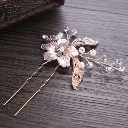 Floral Rose Gold Hair Pin with Pearls - wnkrs