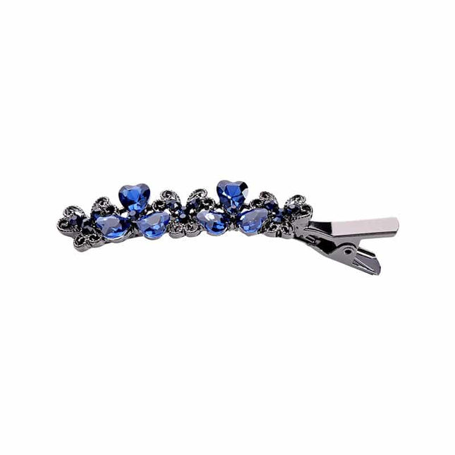 Black Women's Barrette with Blue Rhinestones - Wnkrs