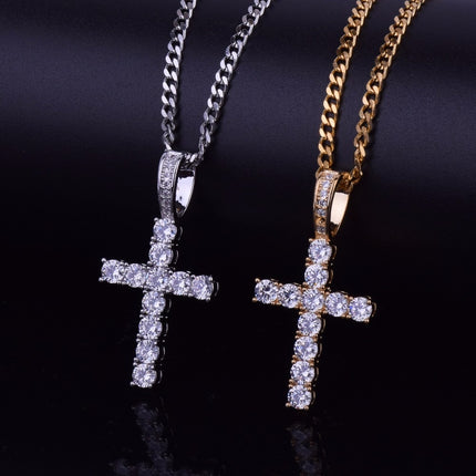 Men's Cross Shaped Rhinestones Decorated Pendant Necklace - Wnkrs