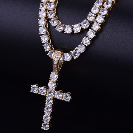 Men's Cross Shaped Rhinestones Decorated Pendant Necklace - Wnkrs