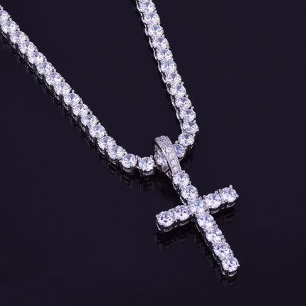 Men's Cross Shaped Rhinestones Decorated Pendant Necklace - Wnkrs