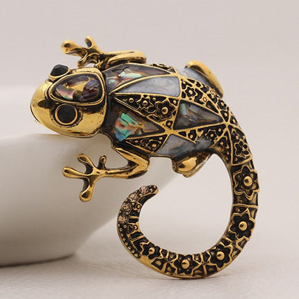 Antique Silver Vintage Brooches with Lizard Silhouette for Women and Men - Wnkrs