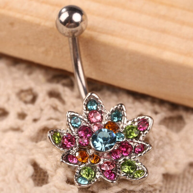 Women Belly Crystal Lotus Piercing - wnkrs