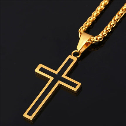 Enamel Cross Design Steel Men's Pendant Necklace - Wnkrs