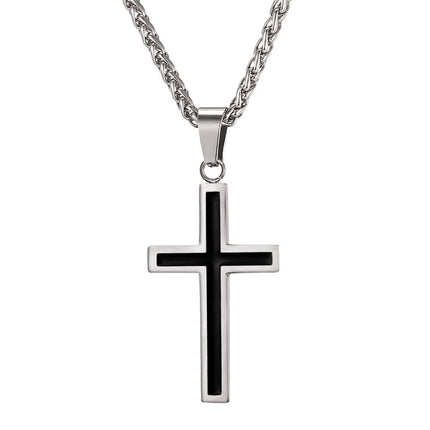 Enamel Cross Design Steel Men's Pendant Necklace - Wnkrs