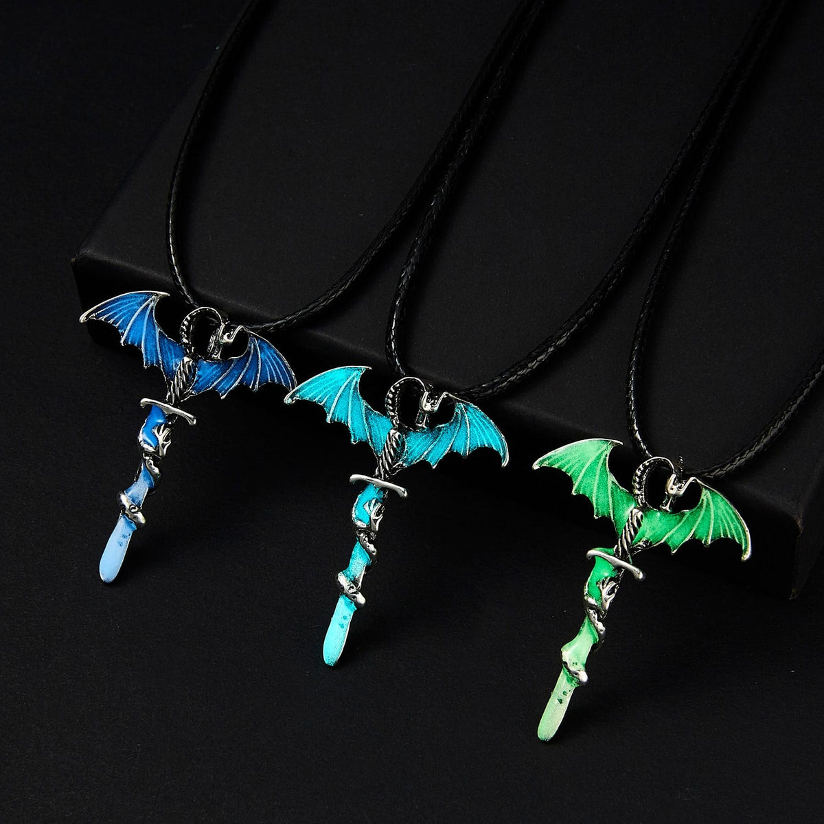 Fluorescent Vintage Luminous Dragon Silhouette Necklace