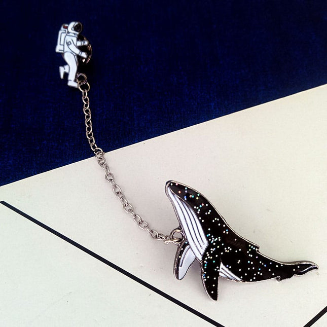 Women's Cartoon Space Whale Metal Pin - wnkrs