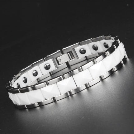 Men's Polished Titanium Steel and Ceramic Bracelet - Wnkrs