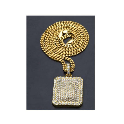 Men's Iced Out Square Shaped Rhinestone Pendant Necklaces - Wnkrs