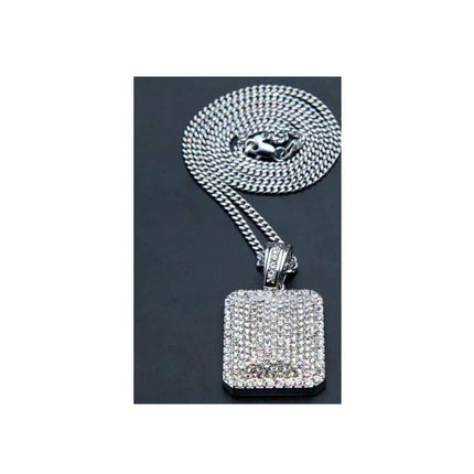 Men's Iced Out Square Shaped Rhinestone Pendant Necklaces - Wnkrs