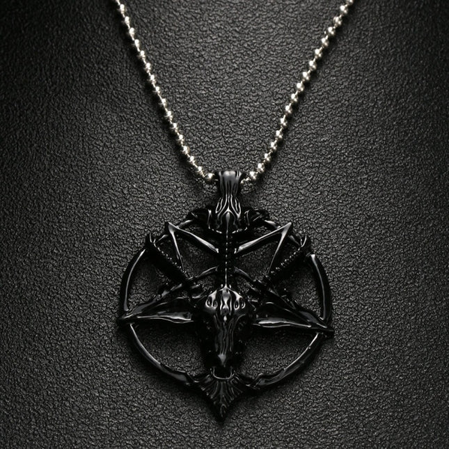 Men's Gothic Style Chain Necklace with Pentagram Themed Pendant - Wnkrs