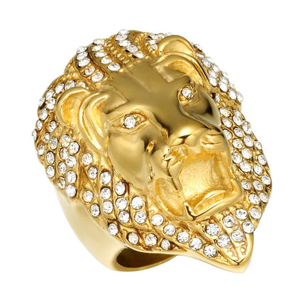 Men's Iced Out Lion Head Shaped Rings - Wnkrs