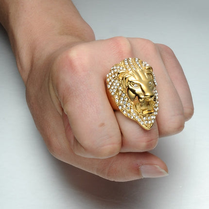 Men's Iced Out Lion Head Shaped Rings - Wnkrs