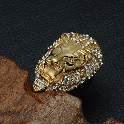 Men's Iced Out Lion Head Shaped Rings - Wnkrs