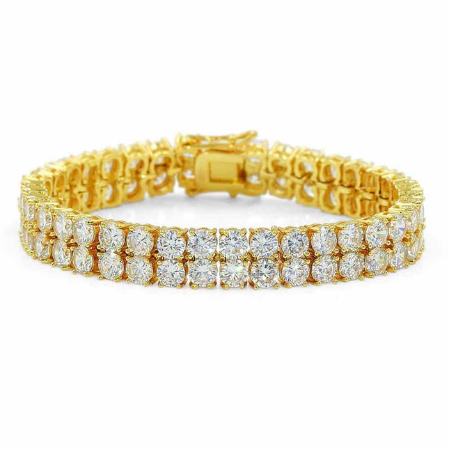 Men's Iced Out Two Rows Cubic Zirconia Bracelets - Wnkrs