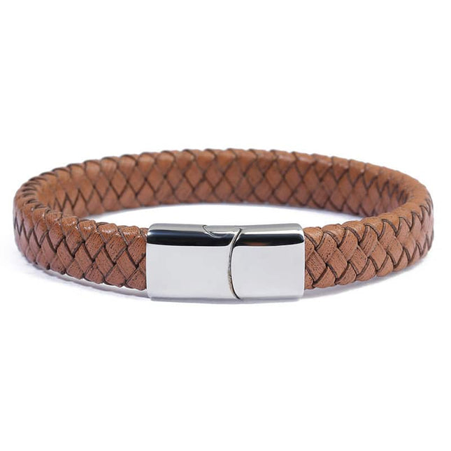 Genuine Leather Braided Magnet Men's Bracelets - Wnkrs