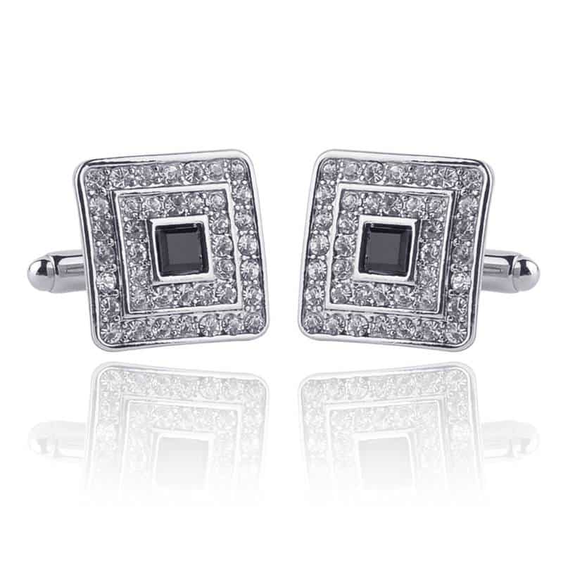 Men's Luxury Rhinestone Crystal Square Cufflinks
