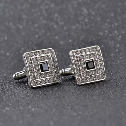 Men's Luxury Rhinestone Crystal Square Cufflinks - Wnkrs