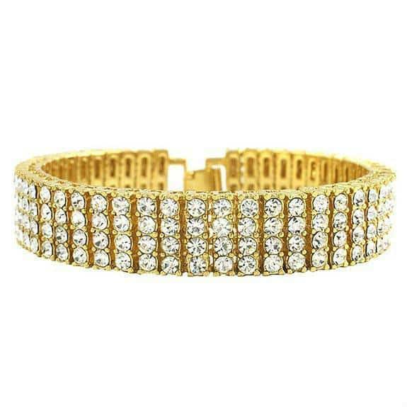 Men's Iced Out Four Rows Rhinestone Bracelets - Wnkrs