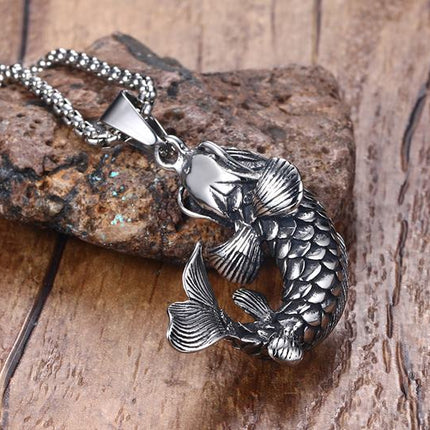 Classic Titanium Necklace with Fish Pendant - wnkrs