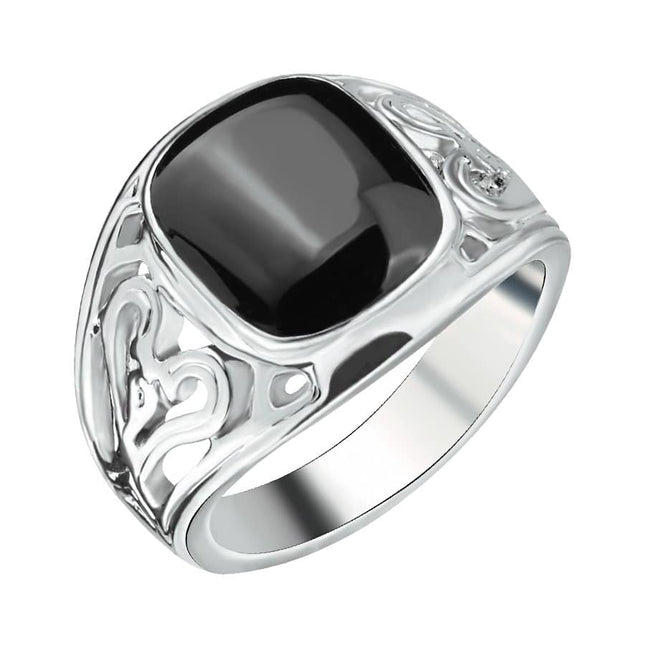 Black Enamel Fashion Men's Ring - Wnkrs