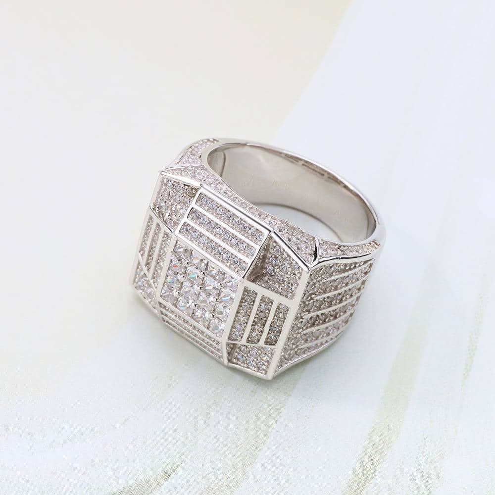 Men's Iced Out Wide Cubic Zirconia Rings