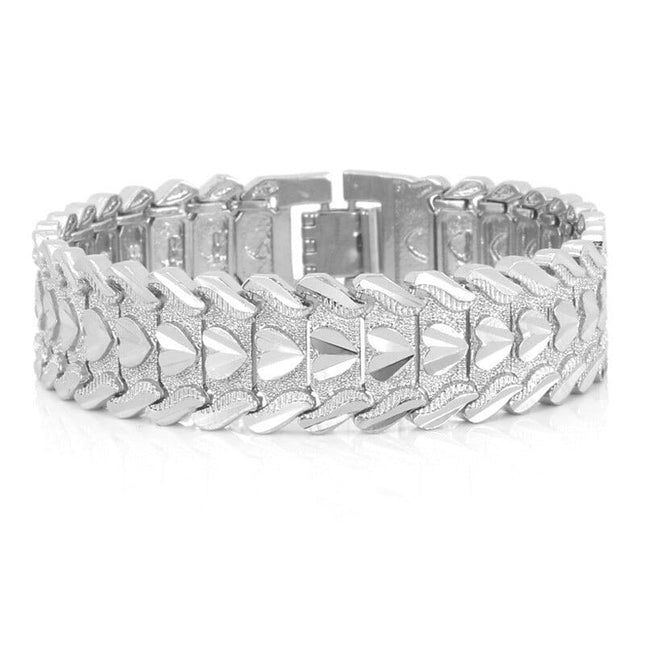 Men's Wide Heart Patterned Link Bracelet - Wnkrs