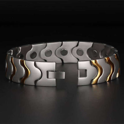 Men's Golden Wave Wide Magnetic Bracelet - Wnkrs