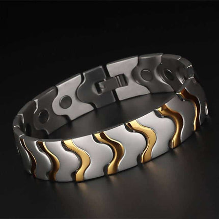 Men's Golden Wave Wide Magnetic Bracelet - Wnkrs