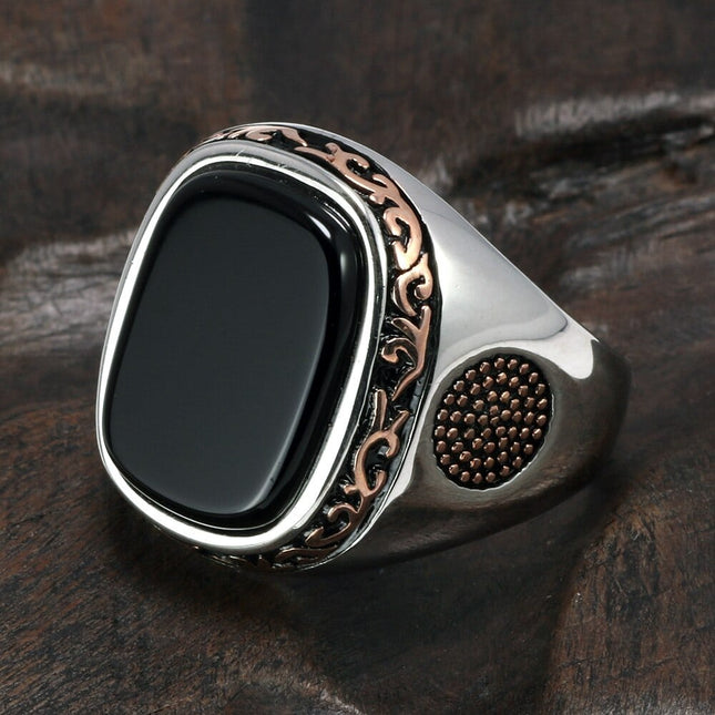 Men's Silver Ring with Agate Stone - Wnkrs