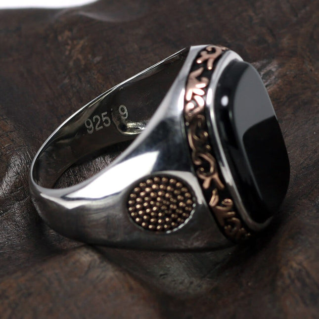 Men's Silver Ring with Agate Stone - Wnkrs