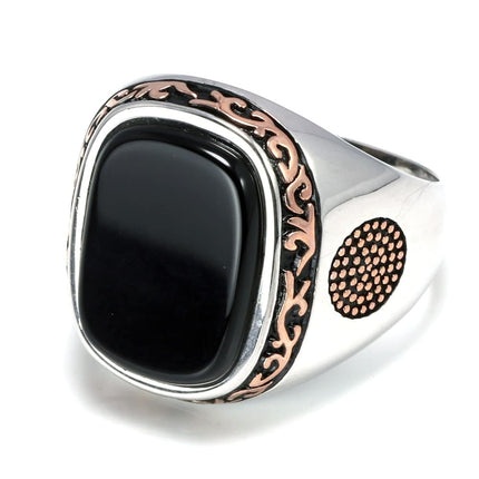 Men's Silver Ring with Agate Stone - Wnkrs