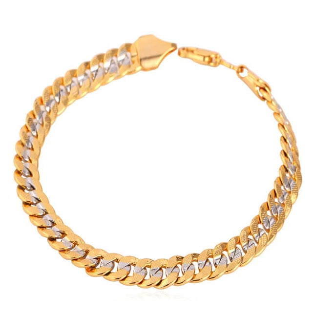 Two-Tone Curb Chain Link Men's Bracelet - wnkrs