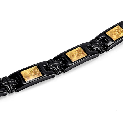 Men's Black and Gold Design Buddha Bracelet - Wnkrs