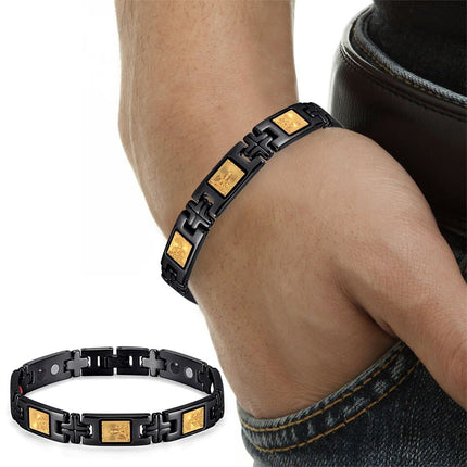 Men's Black and Gold Design Buddha Bracelet - Wnkrs