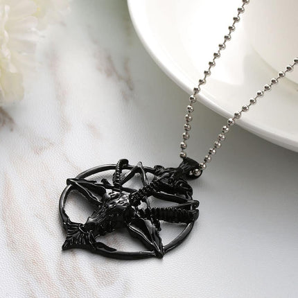 Men's Gothic Style Chain Necklace with Pentagram Themed Pendant - Wnkrs