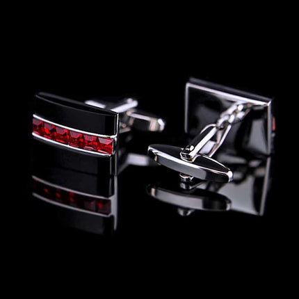 Men's Red Crystal Patterned Cuff Links - Wnkrs