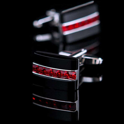 Men's Red Crystal Patterned Cuff Links - Wnkrs