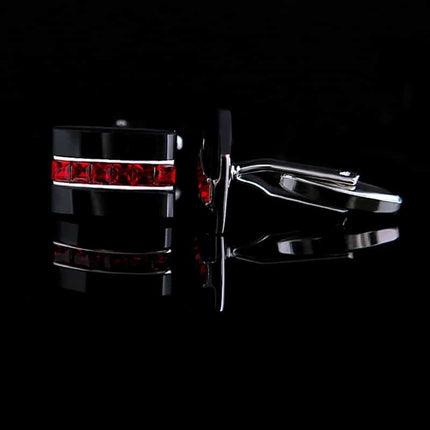 Men's Red Crystal Patterned Cuff Links - Wnkrs