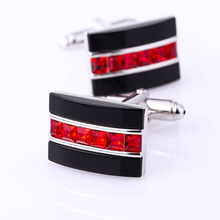 Men's Red Crystal Patterned Cuff Links - Wnkrs