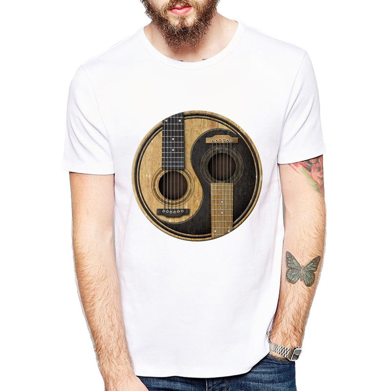 Men's Acoustic Guitar Printed T-Shirt