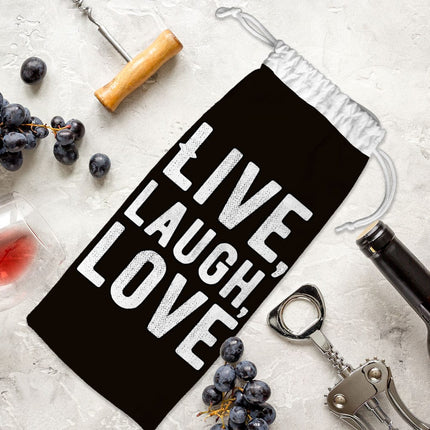 Live Laugh Love Wine Tote Bag - Trendy Wine Tote Bag - Cool Wine Tote Bag - wnkrs