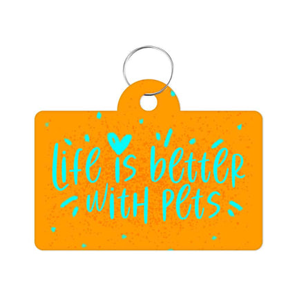 Life Is Better With Pets Pet ID Tag - Kawaii Pet Tag - Printed Pet ID Tag - wnkrs