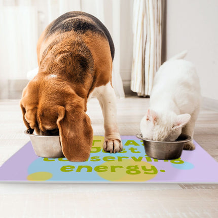 I Am Not Lazy Pet Food Mat - Quote Anti-Slip Pet Bowl Mat - Themed Pet Feeding Mat - wnkrs